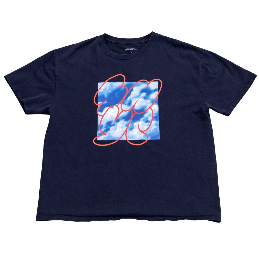 Saturdays NYC Graphic T-Shirt Men's Medium Navy Blue Cloud Logo Tee M